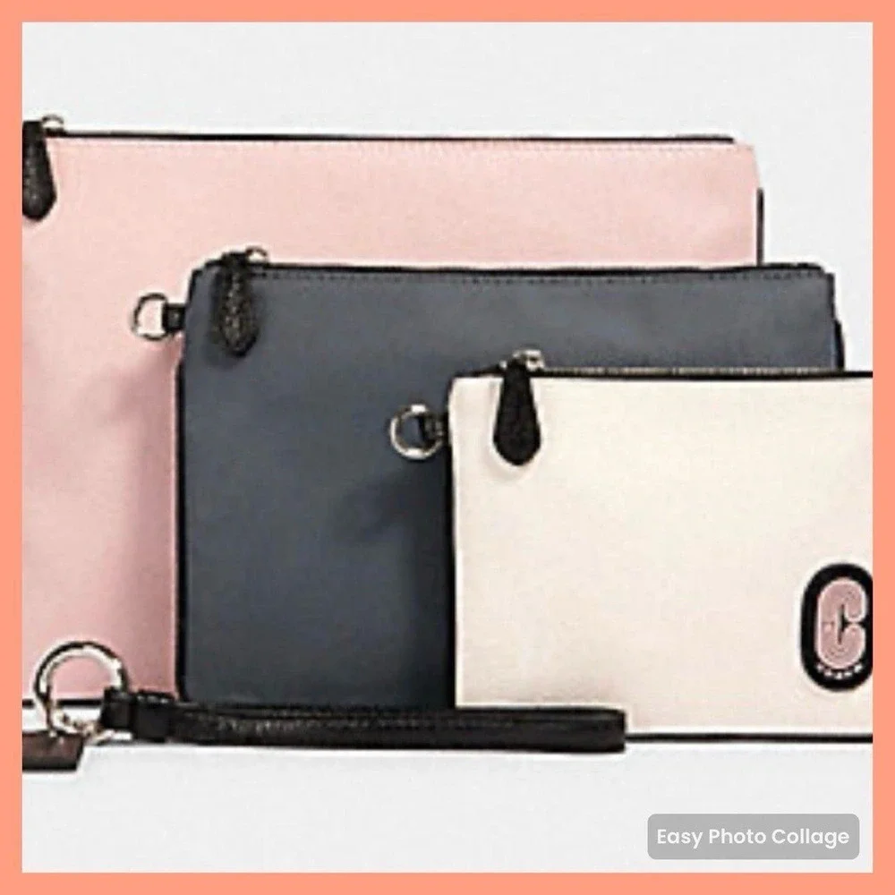 COACH POUCH BAG TRIO IN COLORBLOCK NEW